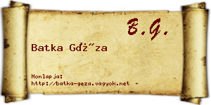 Batka Géza névjegykártya